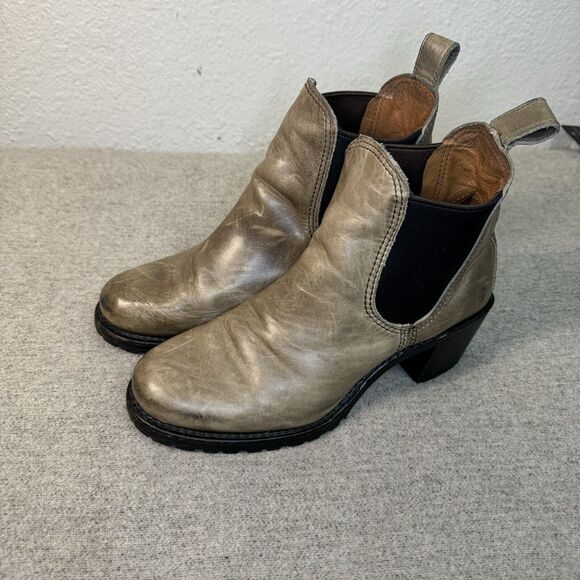 Frye Chelsea Boots Women 9 Brown Sabrina 2" Heel Vibram Sole Distressed Western - Picture 2 of 8
